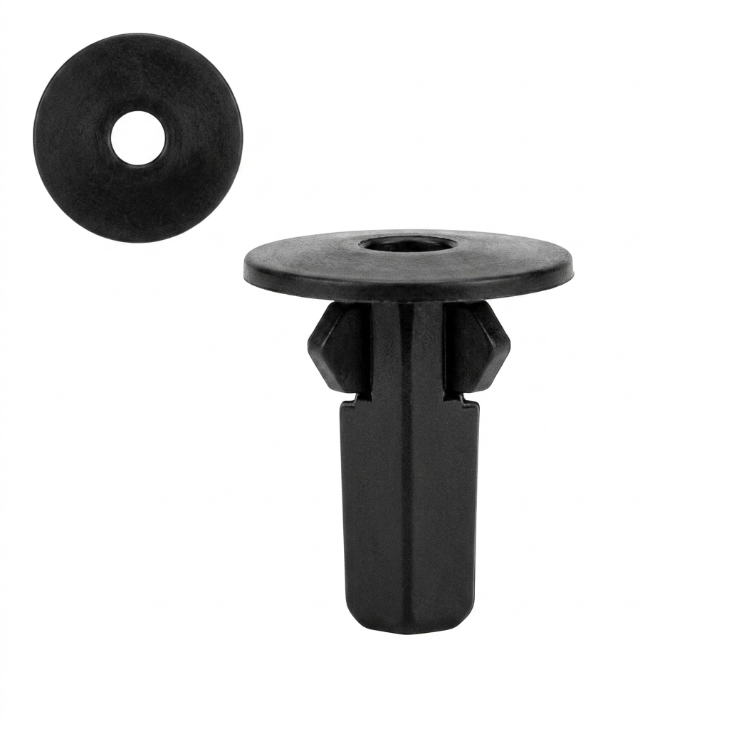 Black Nylon Wheel Fender Liner Screw Grommets for Toyota - #12 (5.50mm) Screw Size - 22mm Stem - 20mm Head - 8mm Square Hole Size - Replaces Toyota # 90189-06157 (25 Pcs)