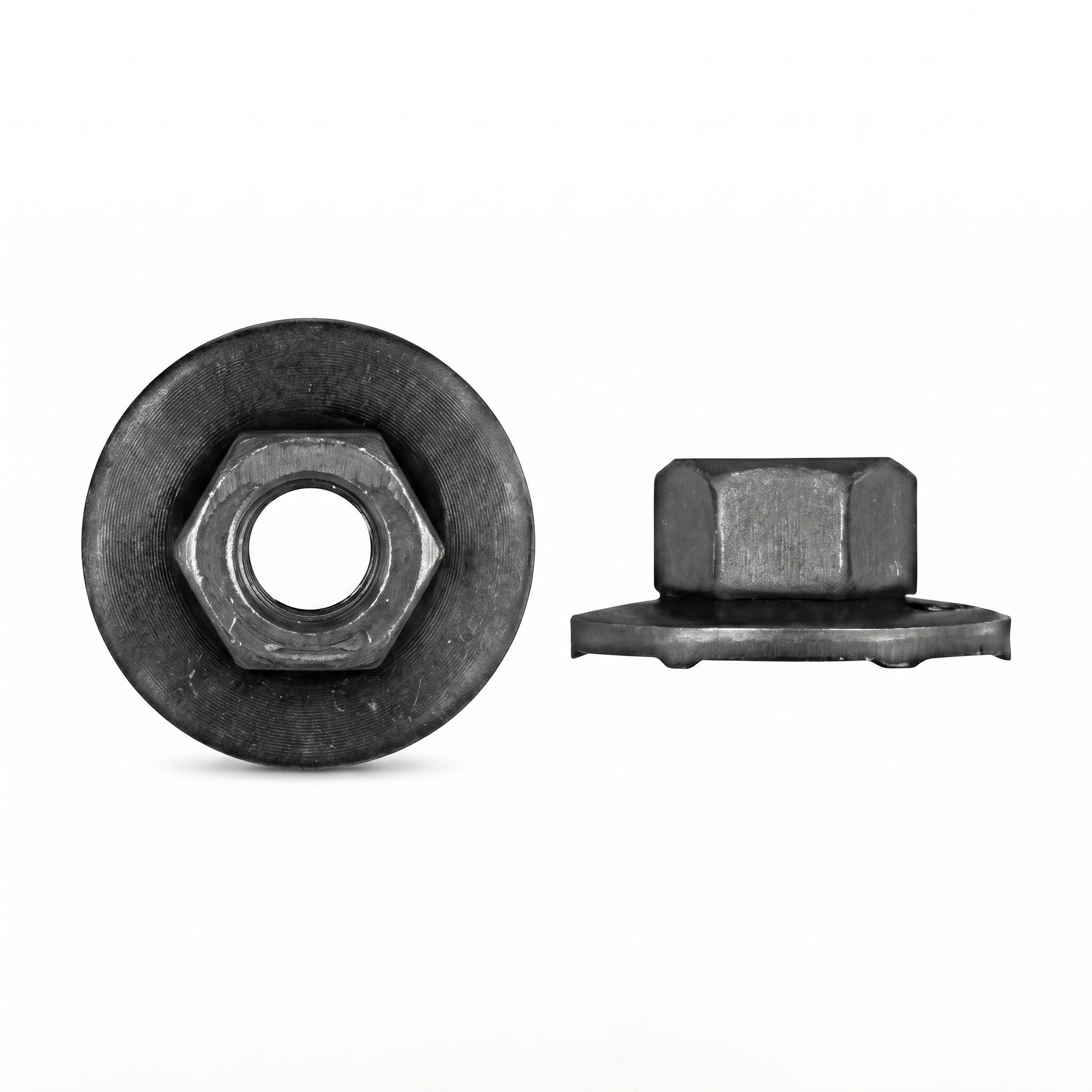M6-1.00mm Metric Hex Nuts with Loose Barbed Washer - Black Phosphate | Fits Chrysler 6100049, 34201358 (25 Pcs)