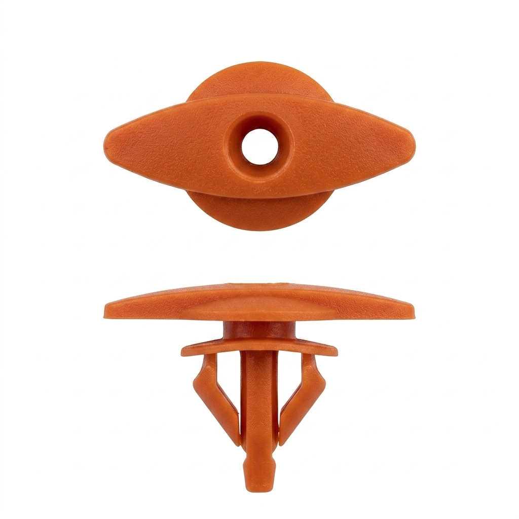 Orange Nylon Weatherstrip Retainers for Ford / Honda - 6mm (15/64") Hole Size - 10mm Stem Length - 5 x 15mm Head Size - Replaces Ford # N807438S, Honda # 91530-SP1-003 (25 Pcs)
