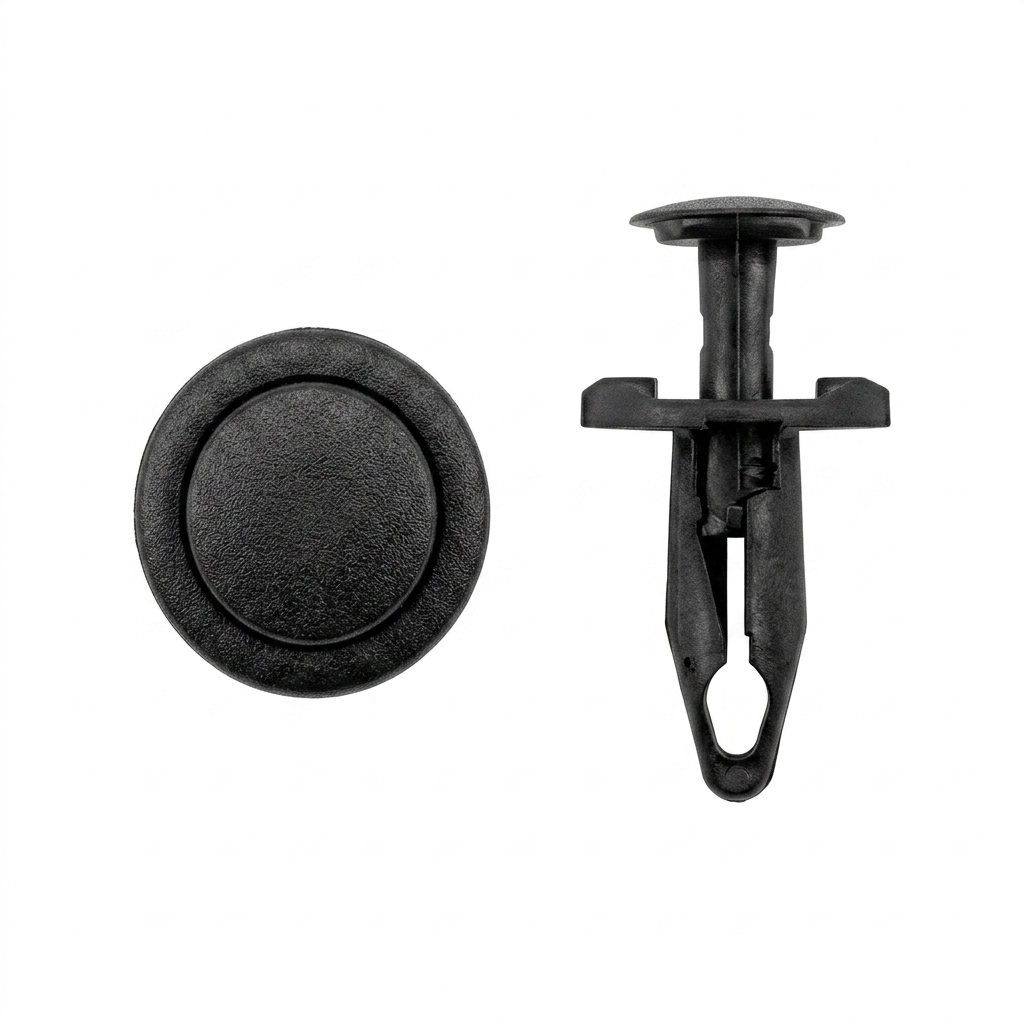 Black Nylon Wheel Moulding Push Type Retainers for Ford / G.M. - 1/4" (6.30mm) Hole Size - 3/4" Stem Length - Replaces Ford # W705436-S300, G.M. # 21077123 (25 Pcs)