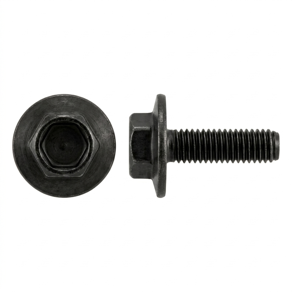 Metric Body Bolts for G.M.# 11503834, 20351035, 11517343 - 6-1.00 x 25mm Indented Hex Head with Loose Washer - Black Finish (50Pcs)