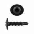 Black Finish Mounting Tek® Screws for G.M. - 8 x 3/4" - 7/16" O.D. Washer Size - Phillips Oval Washer Head (50 Pcs)