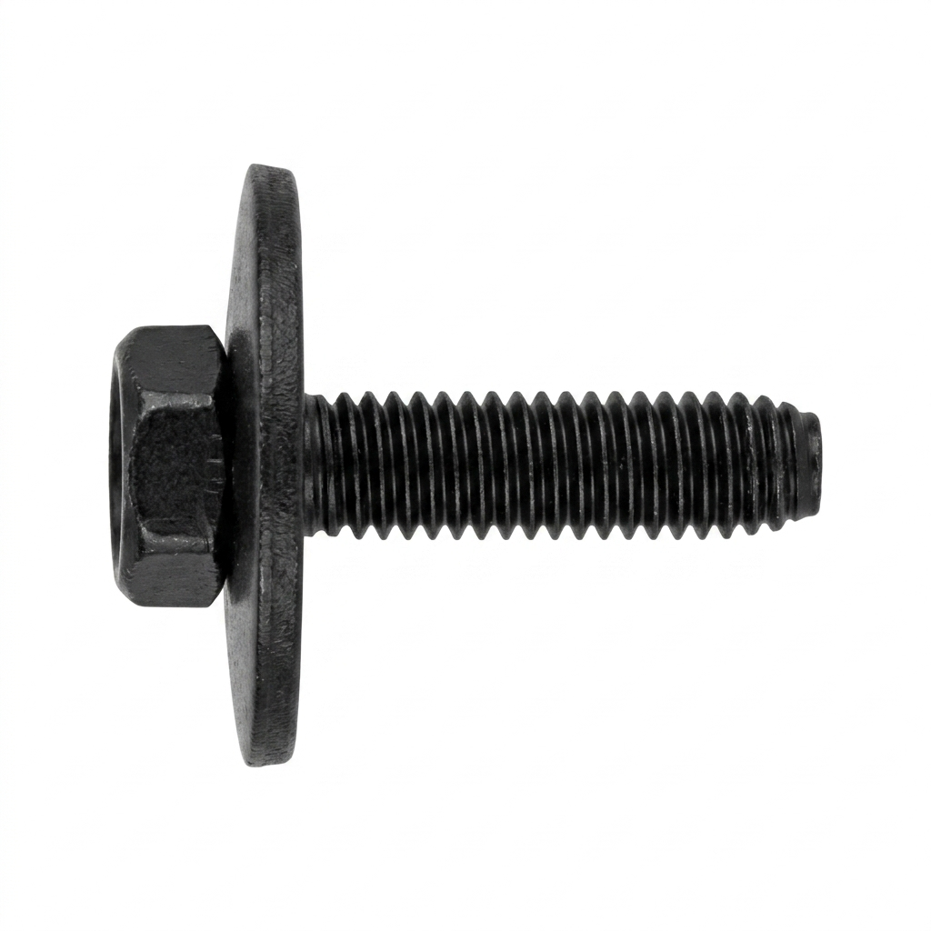 Metric Type CA Body Bolts with 10mm Indented Hex Head & 24mm O.D. Loose Washer - 6 - 1.00 x 25mm - Black Phosphate Finish - Replaces G.M. # 11503982 (50 Pcs)