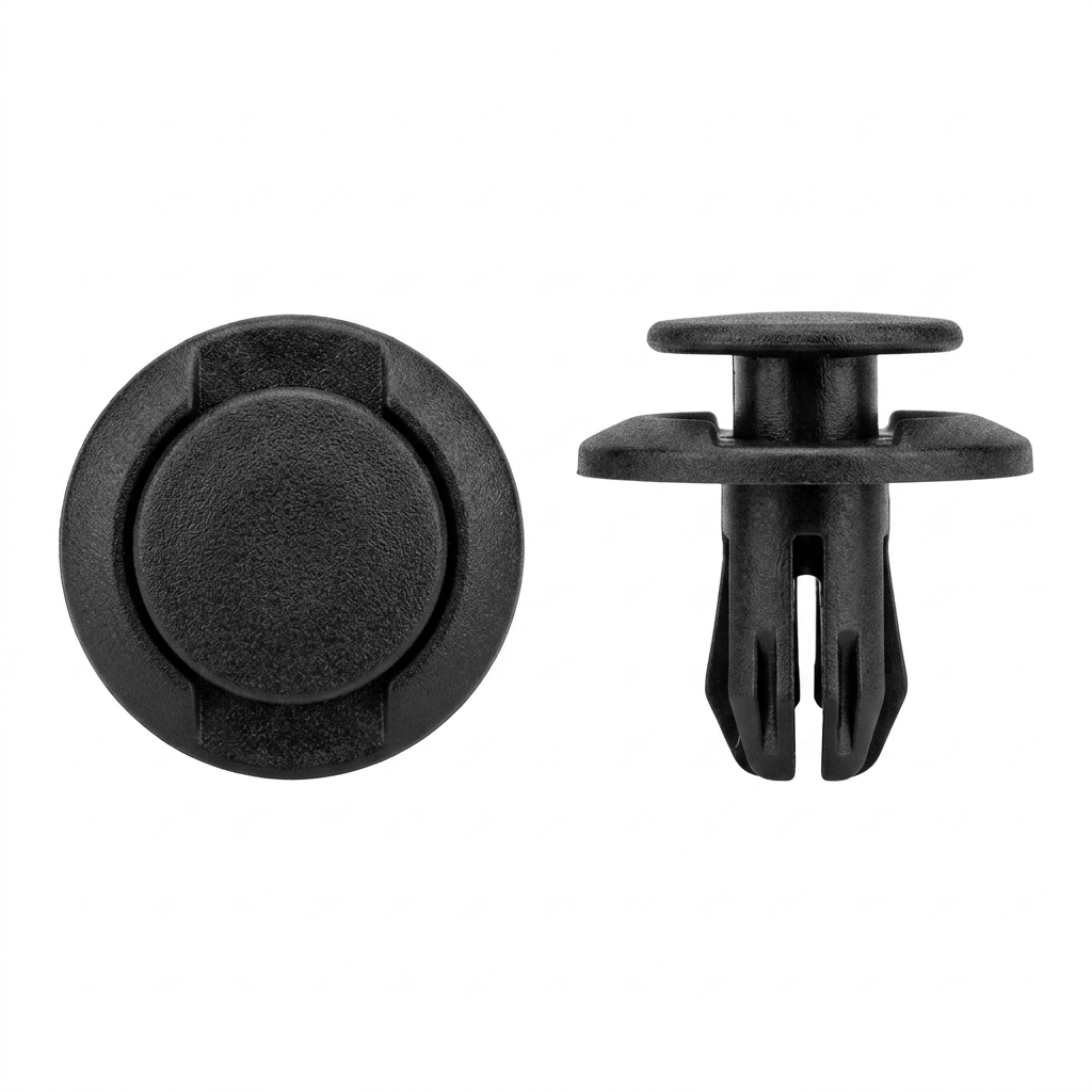 Black Nylon Front Fender Push Type Retainers for Honda - 5/16" (8mm) Hole Size - 10mm Stem Length - 20mm Flange Diameter - Replaces Honda # 91501-S04-003 (25 Pcs)