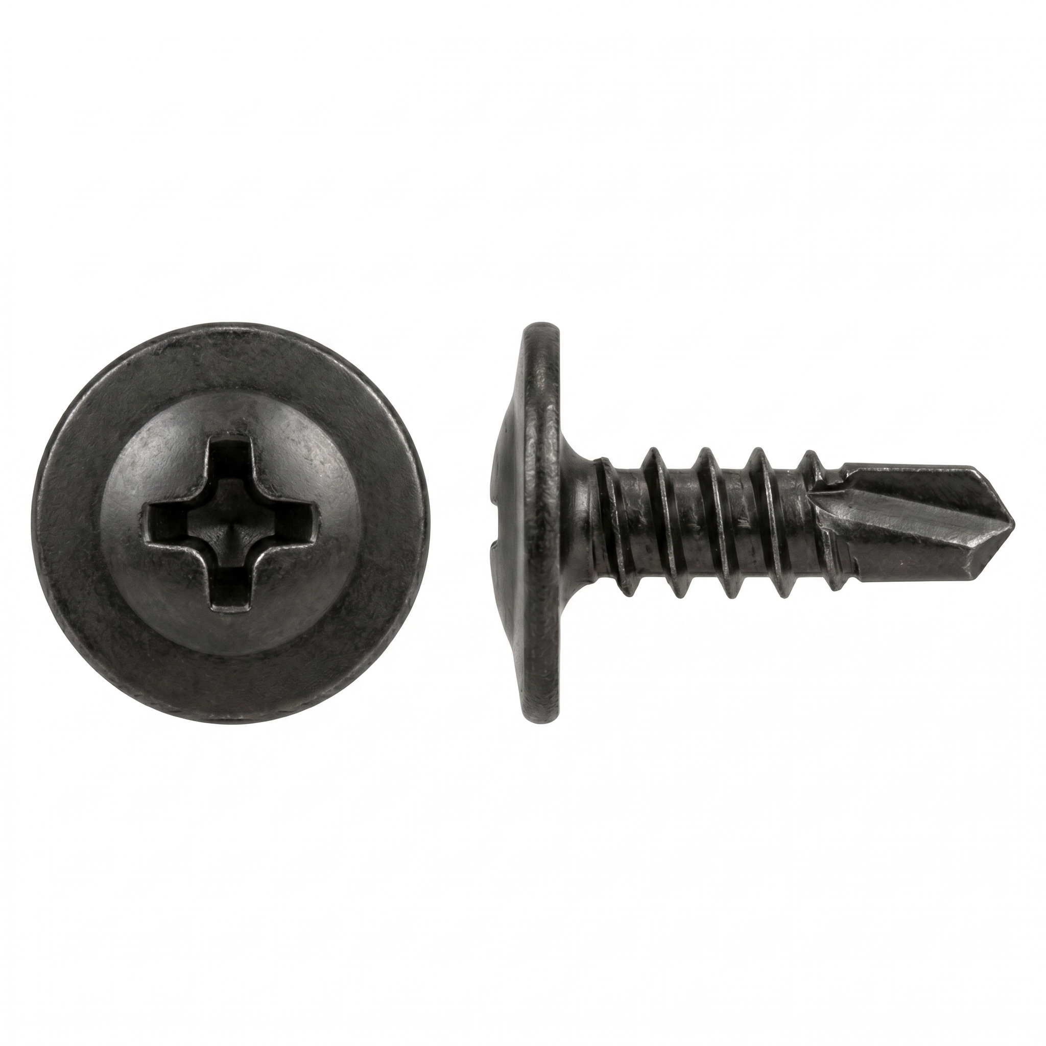 #8 x 1/2" Phillips Oval Washer Head Teks Screws - Black Finish | Fits Ford 381801-S2, GM 20423550 (50 Pcs)
